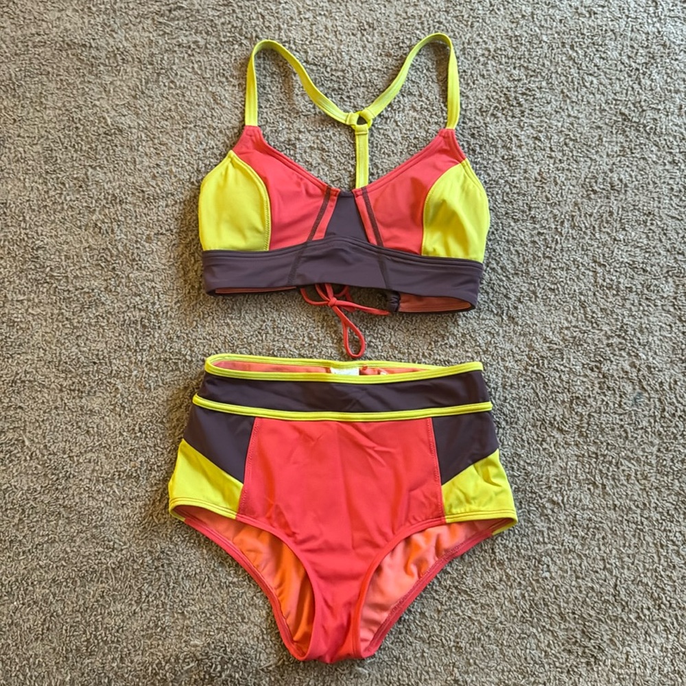 Prana Colorful Bikini Set - Red, Yellow, Brown